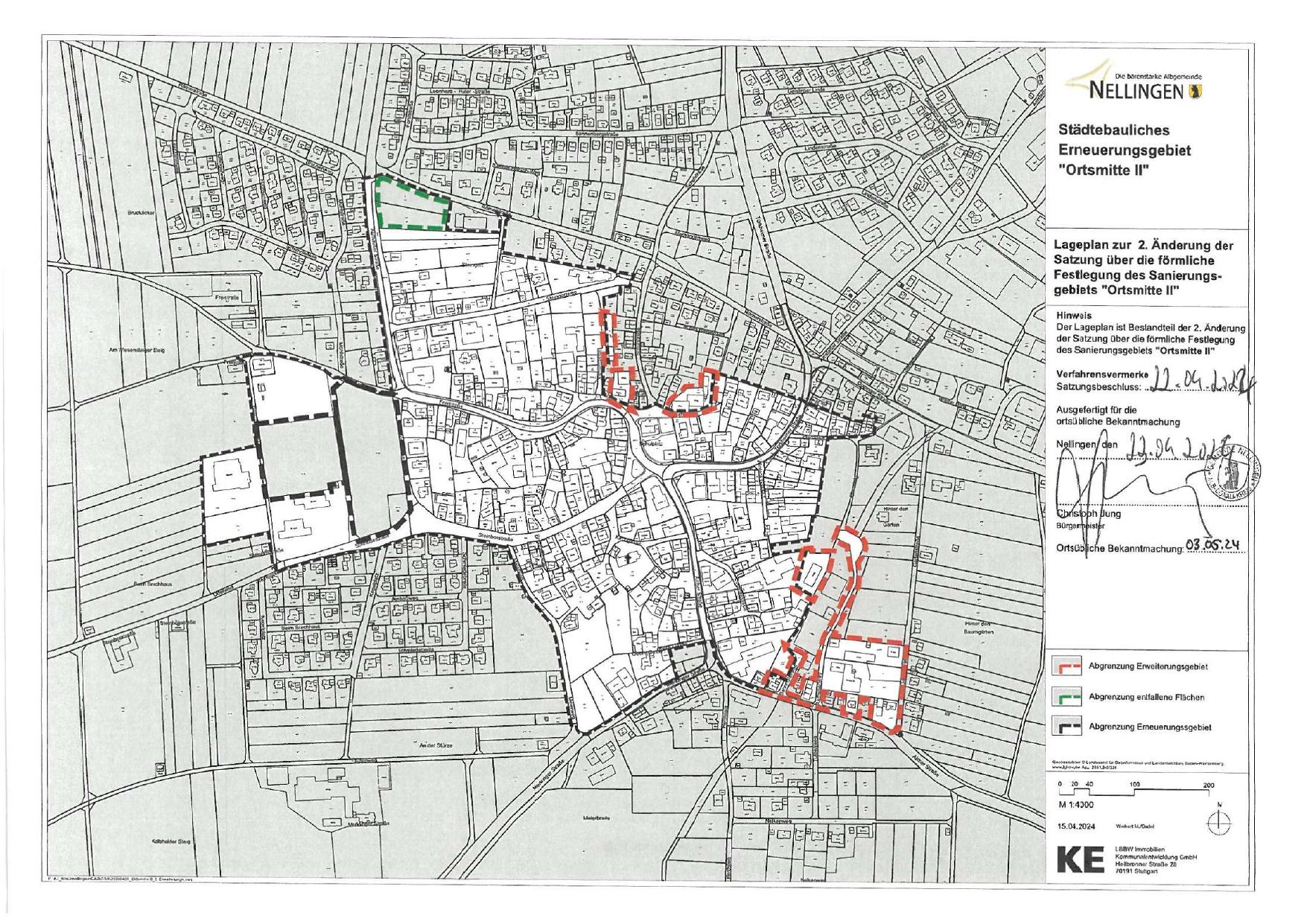 Karte des Erneuuerungsgebiets Ortsmitte II